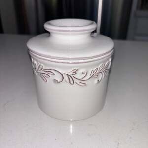 Butter Bell Crock Antique Collection White Linen French Ceramic Butter Keeper